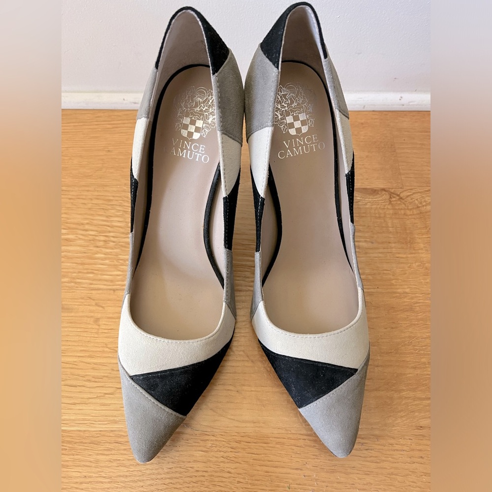 Vince Camuto Black, Gray, and Cream Heels - Picture 3 of 4